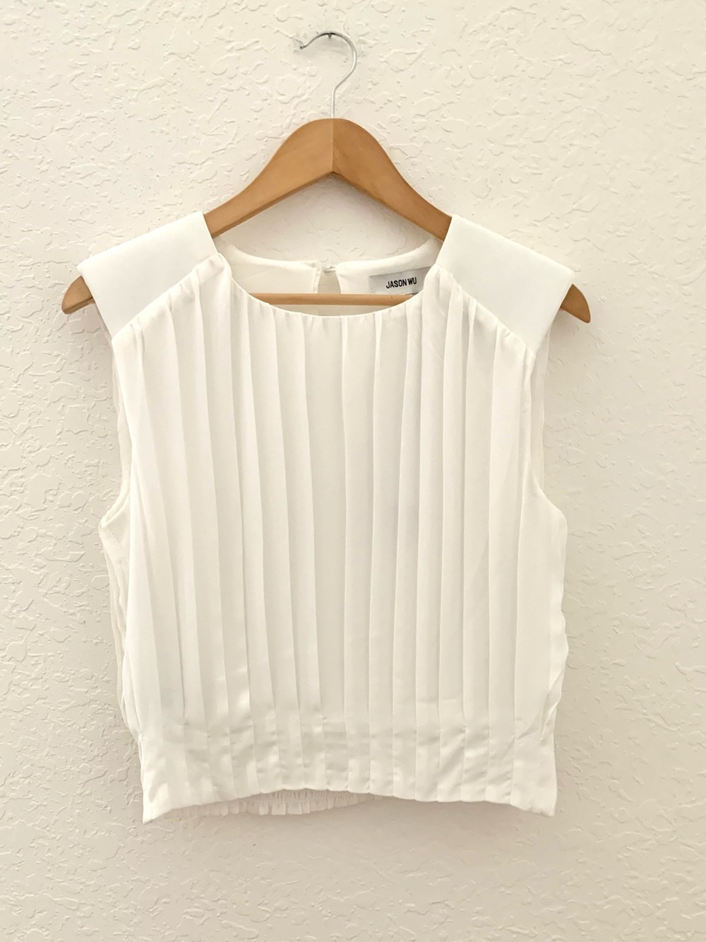 NWT Jason Wu White Pleated Sleeveless Crop Top - Picture 5 of 12